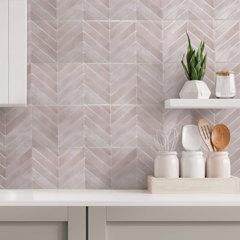 Chevron herringbone pink peel and stick backsplash tile smart tiles for kitchen, bathroom, vr and fireplace