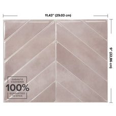 Dimensions peel and stick backsplash tile Chevron herringbone pink Smart Tiles