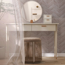 Bathroom peel and stick backsplash tile Chevron herringbone pink Smart Tiles