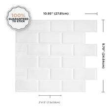 Dimensions peel and stick backsplash tile Subway White Smart