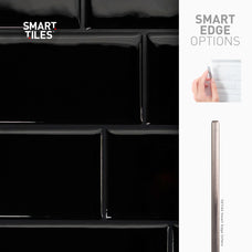 Smart Edge peel and stick backsplash tiles METRO Black Smart Tiles