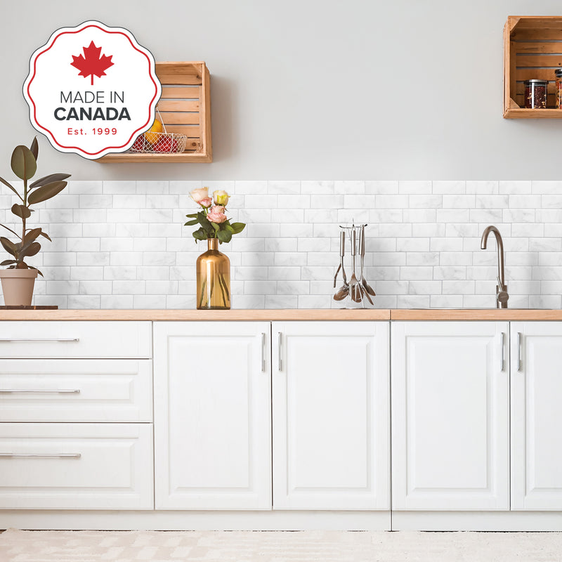 METRO Grey, White peel and stick backsplash tile smart tiles for kitchen, bathroom, vr and fireplace