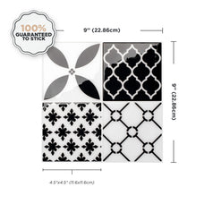 Dimensions peel and stick backsplash tile Vintage black and white Smart Tiles
