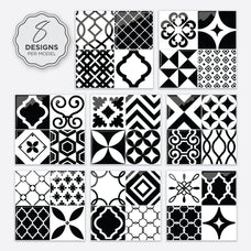 Design peel and stick backsplash tile Vintage black and white Smart Tiles