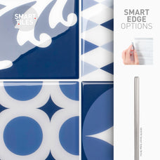 Smart Edge peel and stick backsplash tile Vintage blue and yellow Smart Tiles