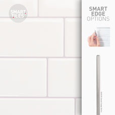 Smart Edge peel and stick backsplash tiles METRO White Smart Tiles