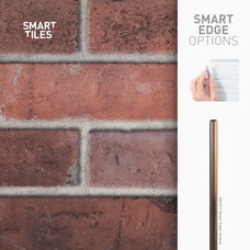 Smart Edge peel and stick backsplash tiles BRIK Red Smart Tiles