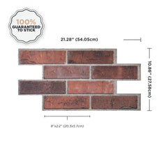 Dimensions peel and stick backsplash tiles BRIK Red Smart Tiles