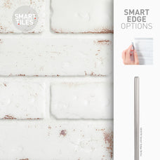 Smart Edge peel and stick backsplash tiles BRIK Red, White Smart Tiles