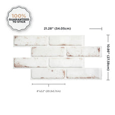Dimensions peel and stick backsplash tiles BRIK Red, White Smart Tiles
