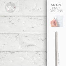 Smart Edge peel and stick backsplash tiles BRIK Grey, White Smart Tiles