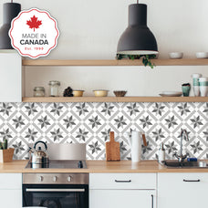 Kitchen peel and stick backsplash tile Vintage grey and cream Smart Tiles