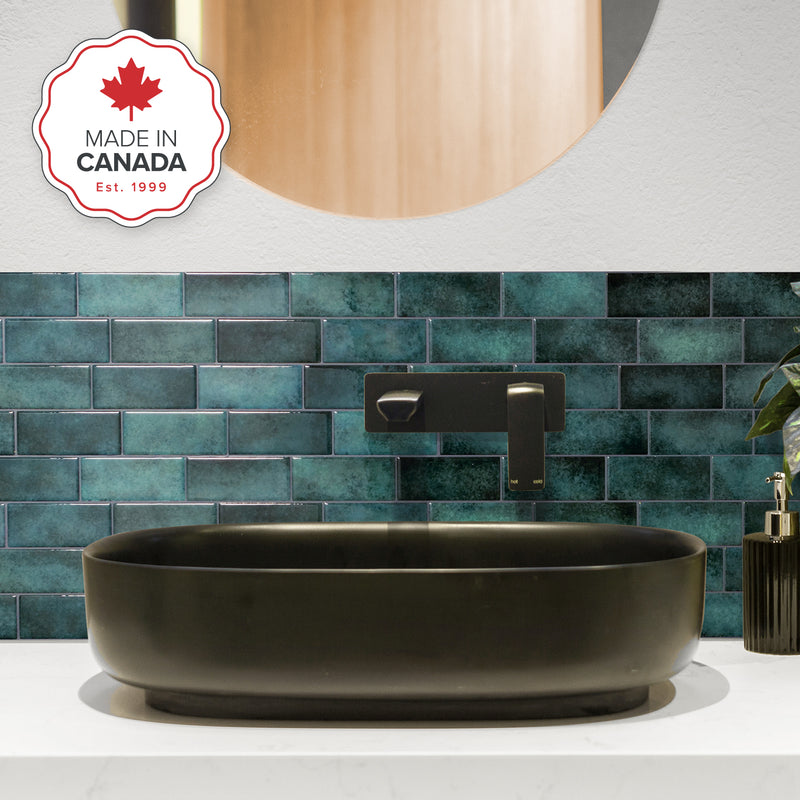 METRO Green peel and stick backsplash tile smart tiles for kitchen, bathroom, vr and fireplace