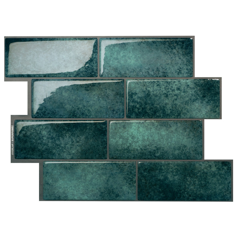 METRO Green peel and stick backsplash tile smart tiles for kitchen, bathroom, vr and fireplace