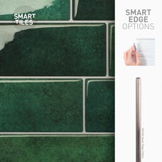 Smart Edge peel and stick backsplash tiles METRO Green Smart Tiles