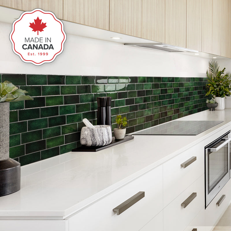 METRO Green peel and stick backsplash tile smart tiles for kitchen, bathroom, vr and fireplace