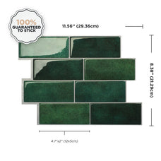 Dimensions peel and stick backsplash tiles METRO Green Smart Tiles