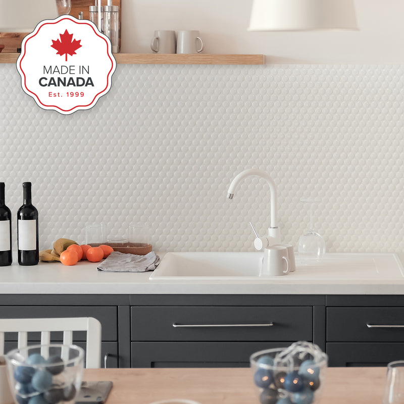 PENNY White peel and stick backsplash tile smart tiles for kitchen, bathroom, vr and fireplace