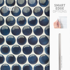 Smart Edge peel and stick backsplash tiles PENNY Blue Smart Tiles