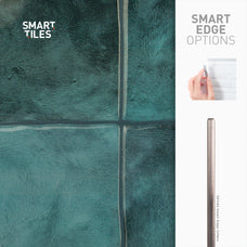 Smart Edge peel and stick backsplash tile Zellige turquoise Smart Tiles