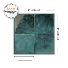 Dimensions peel and stick backsplash tile Zellige turquoise Smart Tiles