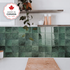 Kitchen peel and stick backsplash tile Zellige green Smart Tiles