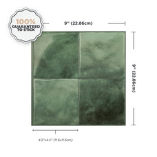 Dimensions peel and stick backsplash tile Zellige green Smart