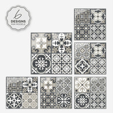 Design peel and stick backsplash tile Vintage dark blue and beige Smart Tiles