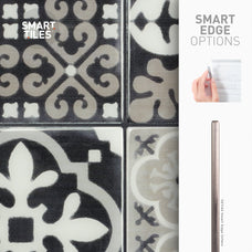 Smart Edge peel and stick backsplash tile Vintage dark blue and beige Smart Tiles