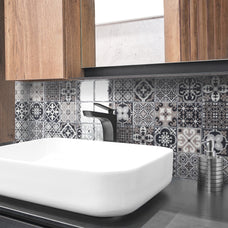 Bathroom peel and stick backsplash tile Vintage dark blue and beige Smart Tiles