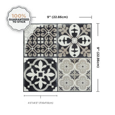 Dimensions peel and stick backsplash tile Vintage dark blue and beige Smart Tiles