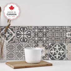 Kitchen peel and stick backsplash tile Vintage dark blue and beige Smart Tiles