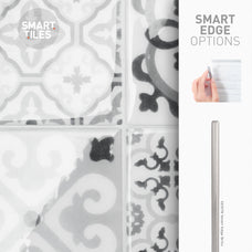 Smart Edge peel and stick backsplash tile Vintage grey and black Smart Tiles