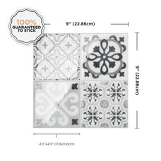 Dimensions peel and stick backsplash tile Vintage grey and black Smart Tiles