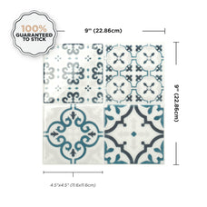 Dimensions peel and stick backsplash tile Vintage blue and cream Smart Tiles