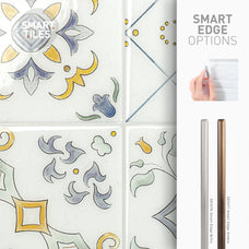 Smart Edge peel and stick backsplash tile Vintage flowers Smart Tiles