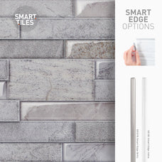 Smart Edge peel and stick backsplash tiles PIETRA Grey Smart Tiles