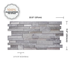 Dimensions peel and stick backsplash tiles PIETRA Grey Smart Tiles
