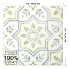 dimensions peel and stick backsplash tiles Vintage Augusta White Blue green Smart Tiles