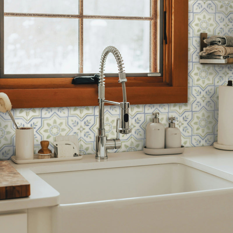 Vintage white blue green peel and stick backsplash tile smart tiles for kitchen, bathroom, vr and fireplace