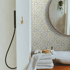 kitchen, bathroom peel and stick backsplash tiles Vintage Augusta White Blue green Smart Tiles
