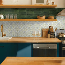 kitchen, bathroom peel and stick backsplash tiles Vintage Augusta White Blue green Smart Tiles