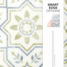 smart edge peel and stick backsplash tiles Vintage Augusta White Blue green Smart Tiles