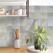 Kitchen peel and stick backsplash tile Zellige blue-gray Smart Tiles