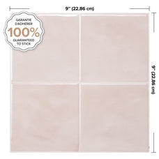 Dimensions peel and stick backsplash tile Zellige pink Smart Tiles