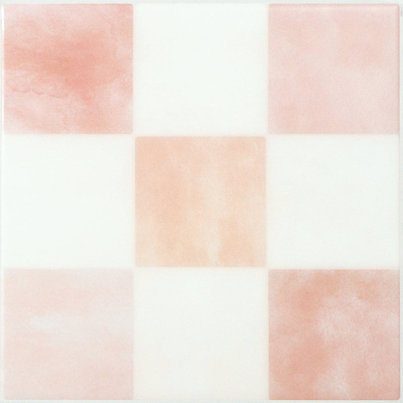Damier white and pink peel and stick backsplash tile smart tiles for kitchen, bathroom, vr and fireplace