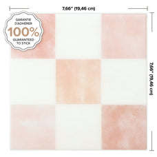 Dimensions peel and stick backsplash tiles Damier Petra checkboard white and pink Smart Tiles