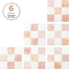 Designs peel and stick backsplash tiles Damier Petra white and pink Smart Tiles