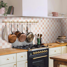 kitchen, bathroom peel and stick backsplash tiles Damier Petra Pink White Smart Tiles
