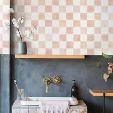 kitchen, bathroom peel and stick backsplash tiles Damier Petra Pink White Smart Tiles